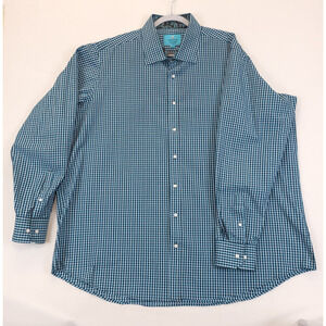 Christian Aujard Paris Plaid Flip Cuff Button Up Shirt Long Sleeve Men 3XLT Blue